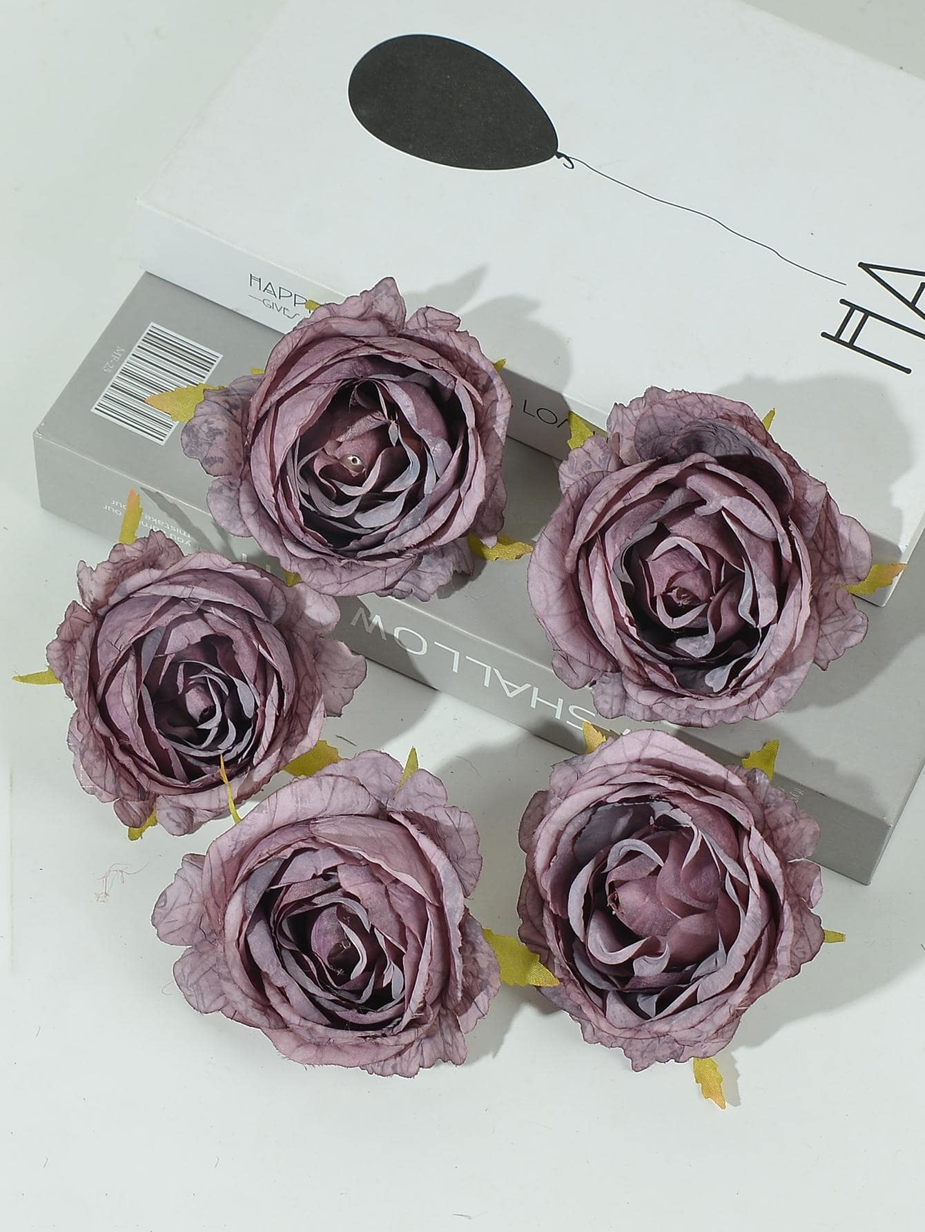 5入組/套塑料人造花頭派對用創意玫瑰設計仿真花頭 - 紫色 - 查看 1