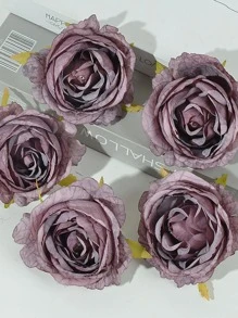 5入組/套塑料人造花頭派對用創意玫瑰設計仿真花頭 - 紫色 - 查看 4