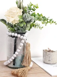 1 chiếc tua rua đính hạt trang trí phong cách Bohemian, thích hợp để trang trí bàn, bàn làm việc và cửa ra vào, trang trí nhà cửa. - trắng - Xem 3