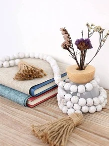 1 chiếc tua rua đính hạt trang trí phong cách Bohemian, thích hợp để trang trí bàn, bàn làm việc và cửa ra vào, trang trí nhà cửa. - trắng - Xem 6