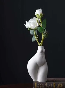 1入組人物設計花瓶,創意白瓷插花容器裝飾用品,裝飾 - 白色 - 查看 1