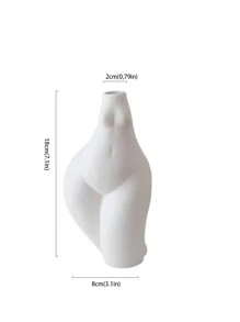 1入組人物設計花瓶,創意白瓷插花容器裝飾用品,裝飾 - 白色 - 查看 5