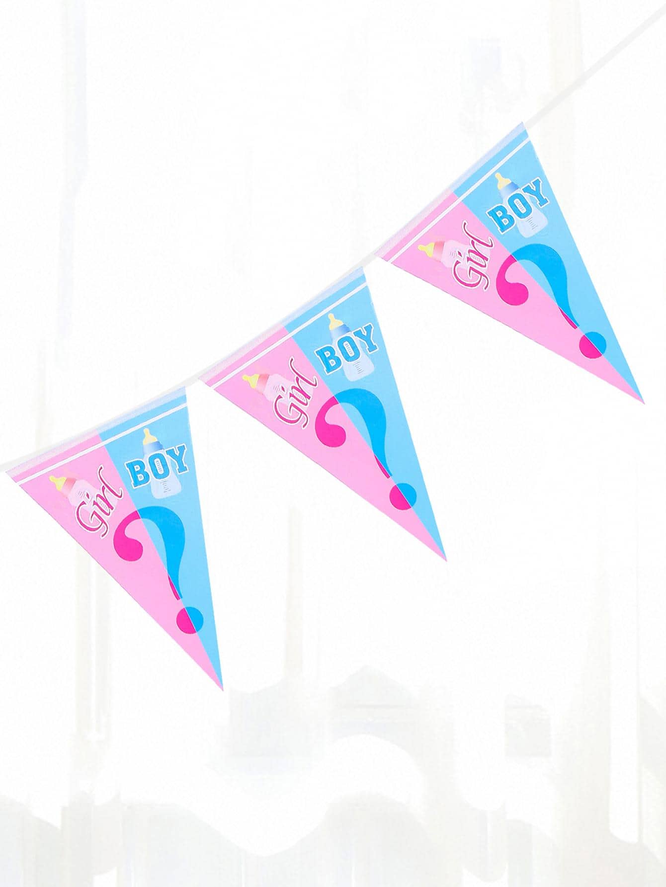 1 set Banderín de papel de tiro, bandera colgante con gráfico de letra moderna para decoración del hogar, fiesta de revelación de género, Navidad - Multicolor - Ver 1