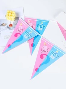 1 set Banderín de papel de tiro, bandera colgante con gráfico de letra moderna para decoración del hogar, fiesta de revelación de género, Navidad - Multicolor - Ver 3