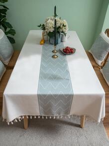 1入組V形提花桌布現代滌綸流蘇裝飾傢居裝飾桌布 - 彩色 - 查看 4