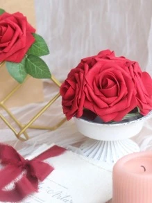 25pcs Red Artificial Roses With Stems, 2.76 Inch Red Rose Fake Flowers PE Foam Roses, Realistic Touch Fake Roses For Wedding Bouquet, Home Decor, Mother's Day, Birthday, Graduation Gift (No Leaves) - Red - View 4
