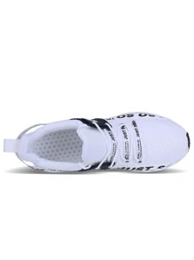 WONESION Mens Just So So Breathable Lace Up Walking Tennis Running Shoes Sporty Blade Letter Print Fashion Sneakers - trắng - Xem 3