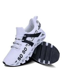 WONESION Mens Just So So Breathable Lace Up Walking Tennis Running Shoes Sporty Blade Letter Print Fashion Sneakers - trắng - Xem 5
