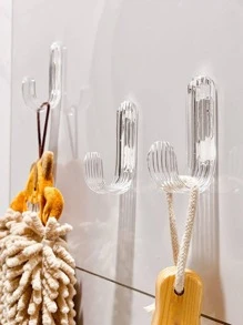 3入組透明壁掛鉤簡約條紋設計家用透明壁掛鉤 - 無色 - 查看 1