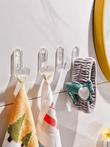 3入組透明壁掛鉤簡約條紋設計家用透明壁掛鉤 - 無色 - 查看 7