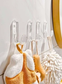 3入組透明壁掛鉤簡約條紋設計家用透明壁掛鉤 - 無色 - 查看 8