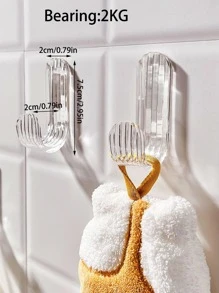 3入組透明壁掛鉤簡約條紋設計家用透明壁掛鉤 - 無色 - 查看 9