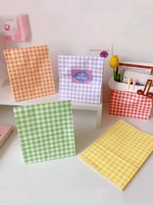 5pcs Plaid Pattern Gift Bag, Modern Geometric Pattern Gift Paper Wrapping Bag For Party, Holiday - Multicolor - View 4