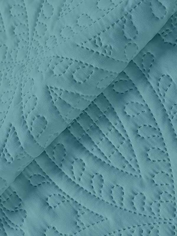 3pcs/set Teal Blue Flower Embossed Duvet Cover Set (1pc Comforter Cover