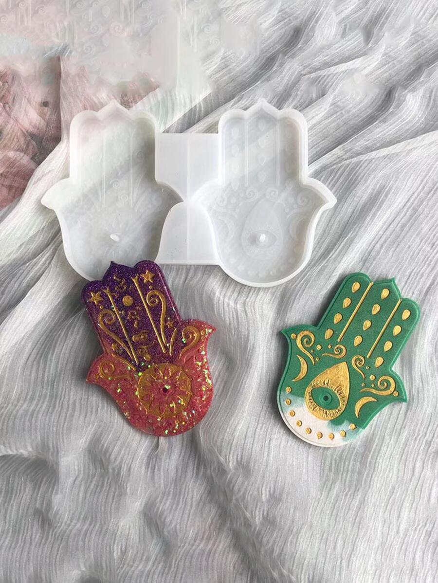 1 pieza Molde mano Hamsa en forma de de silicona haciendo para DIY - Blanco - Ver 1