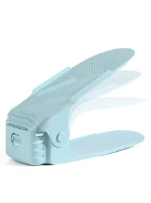 1pc Solid Color Shoe Organizer Clip, Simple PP Plain Color Shoes Rack For Home - Black - View 2