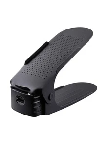 1pc Solid Color Shoe Organizer Clip, Simple PP Plain Color Shoes Rack For Home - Black - View 1