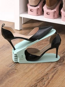 1pc Solid Color Shoe Organizer Clip, Simple PP Plain Color Shoes Rack For Home - Black - View 5