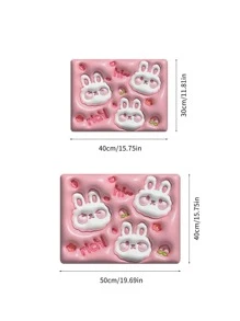 1pc Rabbit Pattern Non-slip Dish Drying Mat - Pink - View 3