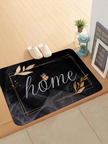 1pc Leaf & Letter Graphic Door Mat, Modern Polyester Anti-Slip Indoor Outdoor Rug For Home ,Room Decor