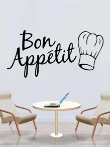 1入組字母圖案牆貼黑色PVC自粘掛畫貼花 - 黑色 - 查看 2