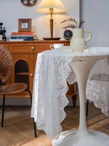 1 Khăn Trải Bàn Polyester, Phong Cách Châu Âu Màu Trắng Hoa Văn Cuộn Ngọc Trai Giả Trang Trí Bàn Hình Chữ Nhật Vải Cho Bàn - trắng - Xem 3