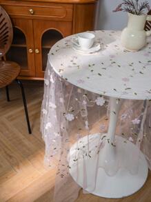 Khăn trải bàn thêu hoa, khăn trải bàn ren hồng cho bàn ăn - Hồng - Xem 2