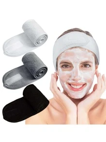 1 件纯色弹性头带，黑色防滑发带，适合居家返校