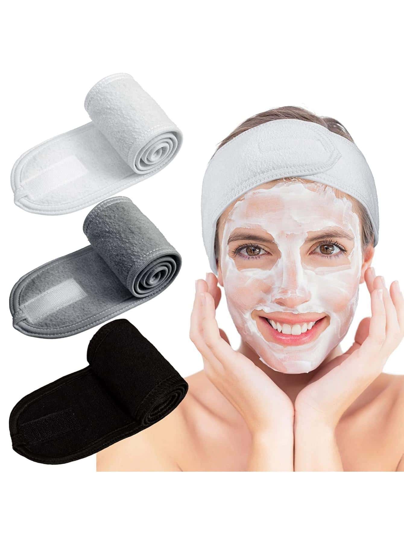 1 件纯色弹性头带，黑色防滑发带，适合居家返校