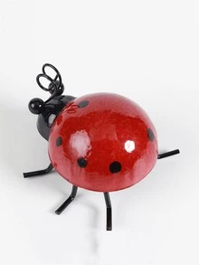 1入組瓢蟲設計花園裝飾工藝品，紅鐵牆藝術裝飾品，適用於家居、庭院、花園