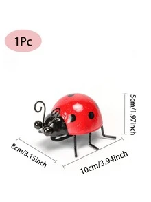 1入組瓢蟲設計花園裝飾工藝品，紅鐵牆藝術裝飾品，適用於家居、庭院、花園