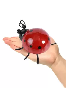 1入組瓢蟲設計花園裝飾工藝品，紅鐵牆藝術裝飾品，適用於家居、庭院、花園