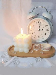 1pc Wooden Pattern Plant Tray, Boho Bamboo Tray For Plant Pot - Khaki - View 1