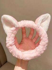 1 件涤纶沐浴头带，现代耳饰毛绒面部化妆头带适用于浴室家居浴室装饰秋季装饰返校