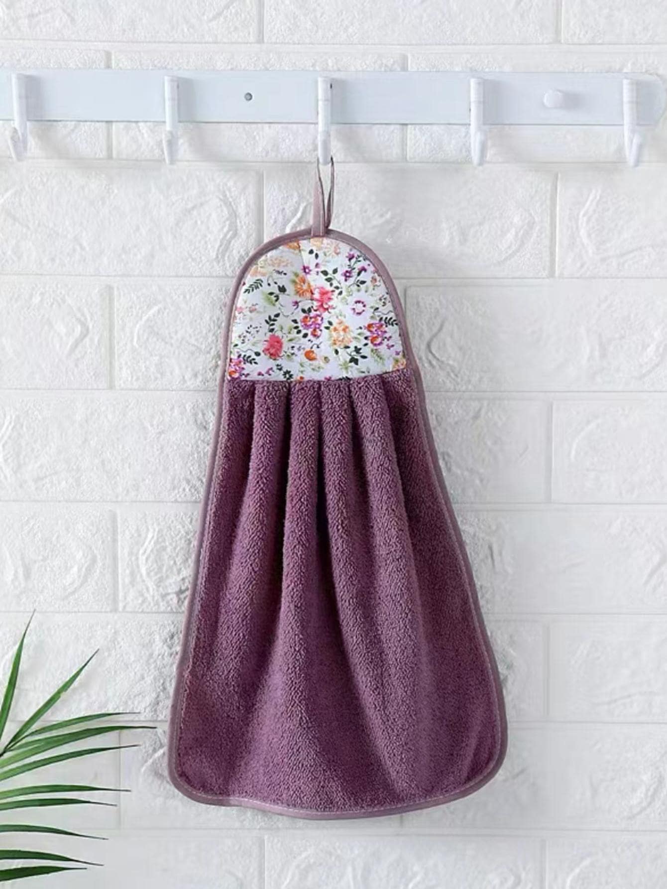 cái/bộ Khăn lau tay họa tiết hoa, Khăn lau sợi nhỏ hiện đại cho gia đình - Màu tím  Violet - Xem 1