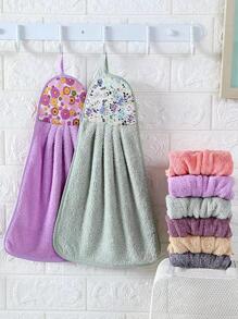 cái/bộ Khăn lau tay họa tiết hoa, Khăn lau sợi nhỏ hiện đại cho gia đình - Màu tím  Violet - Xem 2