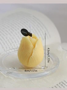 1入組花朵設計蠟燭 - 黃色 - 查看 3