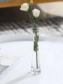 1 pièce Vase à fleurs mini artistique à bouche plate en verre transparent de style européen minimaliste, convient pour la décoration d'étagère moderne de la maison, mariage, vase en céramique givré élégant, décoration de la maison, vase, centre de table, décoration de table, décoration de la pièce, vase en verre