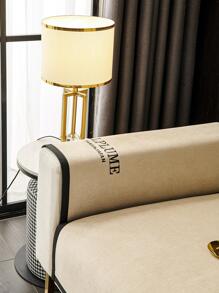 1pc Letter Embroidered Sofa Towel, Modern Polyester Anti-slip Sofa Cover Blanket For Sofa - Beige - View 5