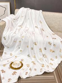 1 chiếc chăn họa tiết hoa - trắng - Xem 5