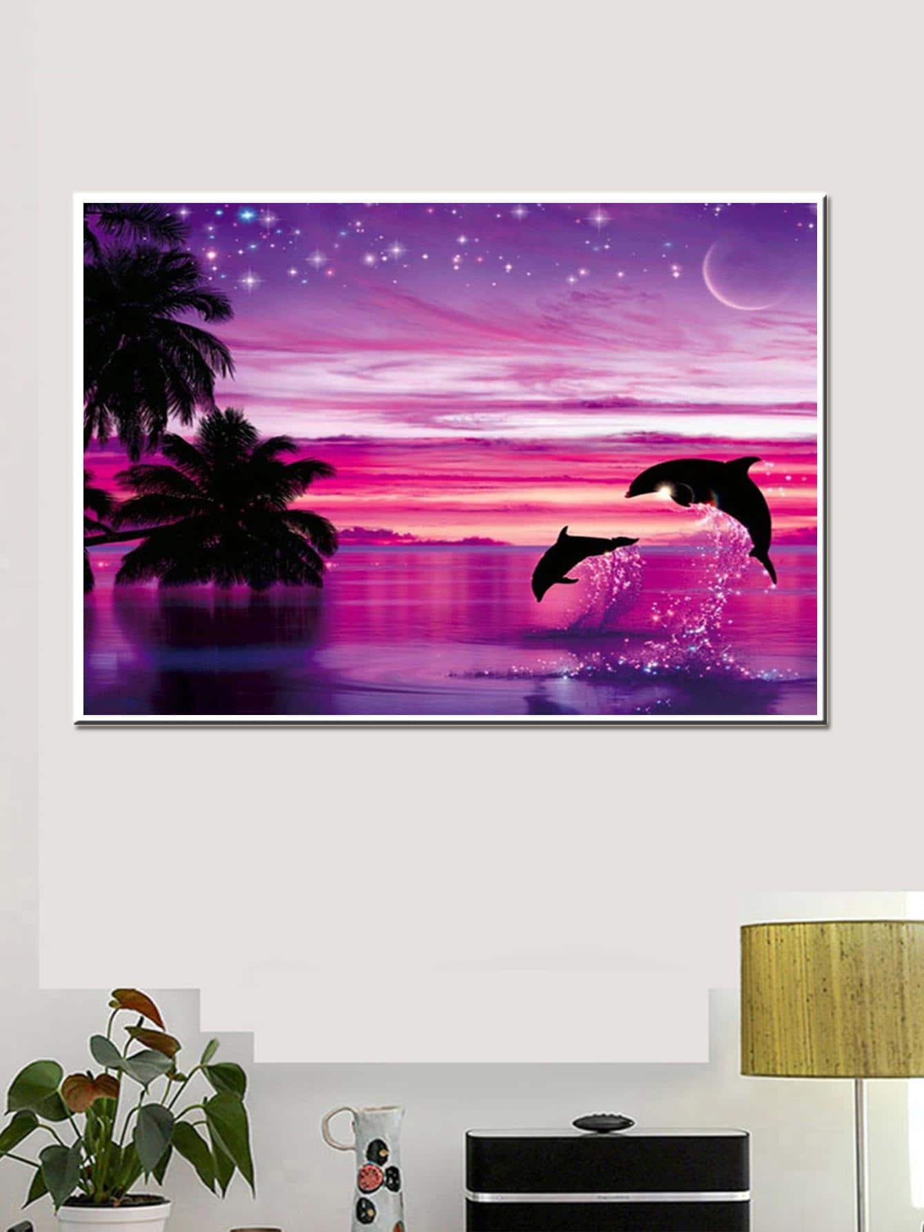 5pcs Dolphin Pattern DIY Diamond Painting Without Frame, Modern PMMA DIY Diamond Painting For Home Decor - Multicolor - View 1