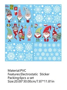 6pcs Christmas Santa Claus Pattern Wall Sticker,Stickers,Wall Decal, Vinyl Decal For Home Decorations,Spring Decoration Items Refresh Your Home,Rama Decoration Stickers Christmas Decorations Room Decor