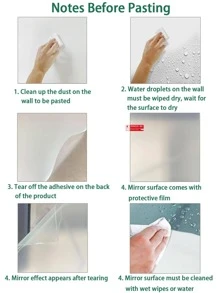 4pcs/3pcs/1pc Square Mirror Wall Sticker Best Gifts Birthday - Silver - View 7
