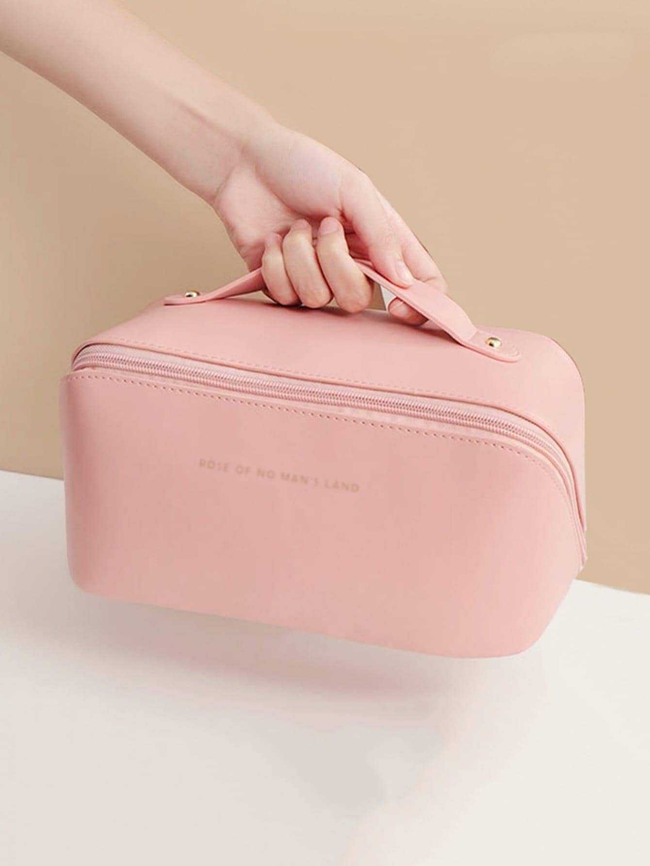 Slogan Graphic Toiletry Travel Bag - Pink - View 1