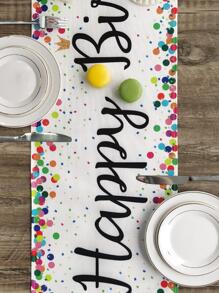 1入組圓點和標語圖案長方桌布 - 彩色 - 查看 2