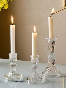 1pc Clear Candle Holder - Clear - View 4