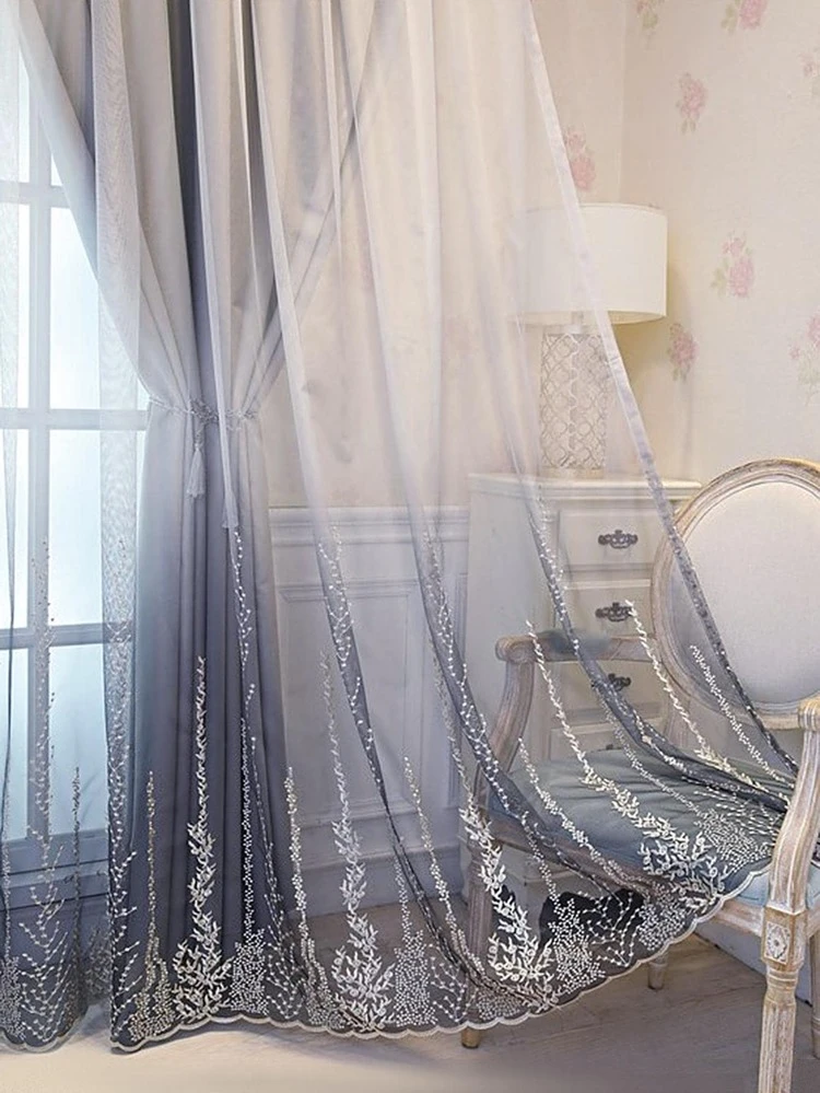 1pc Gradient Color Single Panel Sheer Curtain