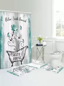 1 tappeto da bagno con stampa floreale o 1 tenda da doccia, decorazione per il bagno di casa, tappeto per pavimento, zerbino da esterno, accessori per il bagno estivi, ritorno a scuola