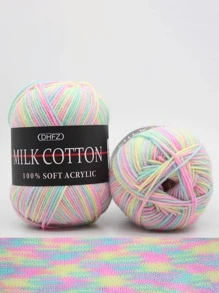 1 pièce Fil À Blocs De Couleurs Confortable , Quotidien En Polyester En Crochet Fil À Tricoter Pour DIY Tricot - Multicolore - Voir 3