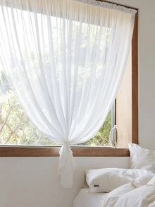 Rèm Sheer một tấm chắc chắn - trắng - Xem 7